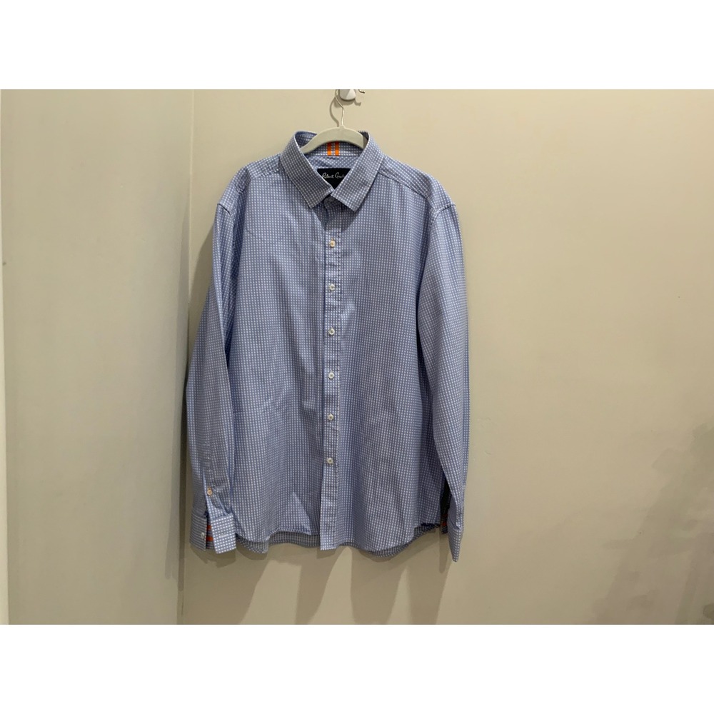 Robert Graham Modern Ameri Mens 2XL Blue Gingham Tailored Fit Button Down Shirt